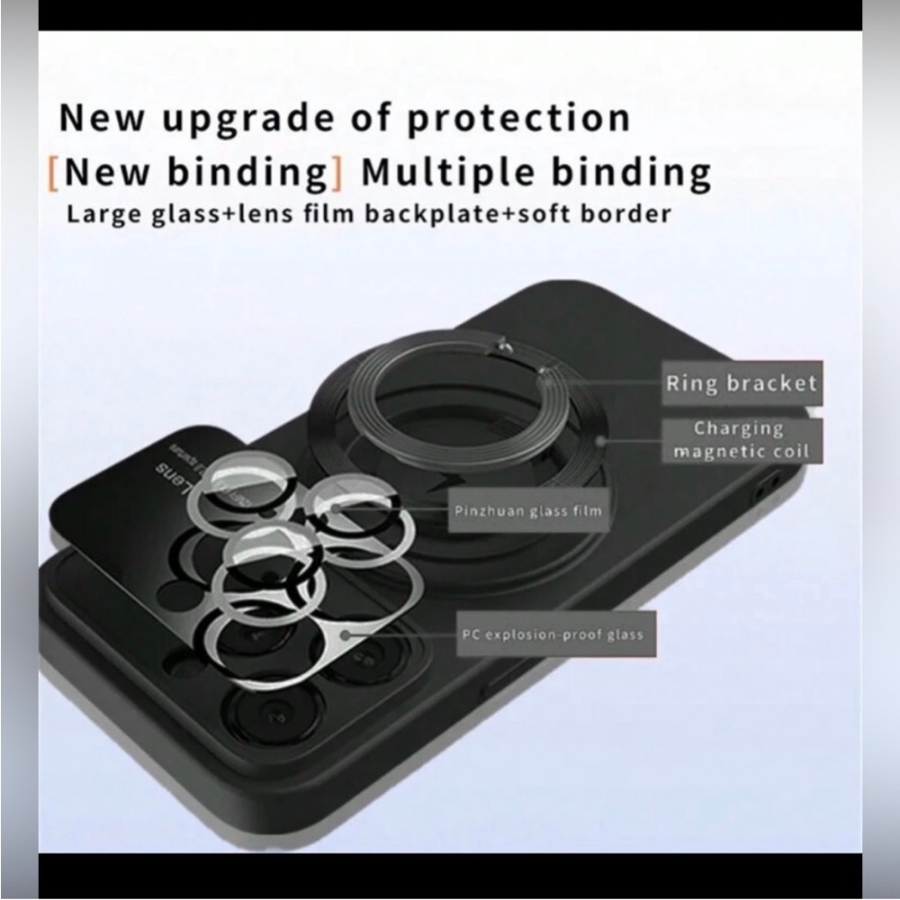 IPhone Case Silicone with Magnetic Ring New for  14 Pro Max Black - Picture 4 of 8